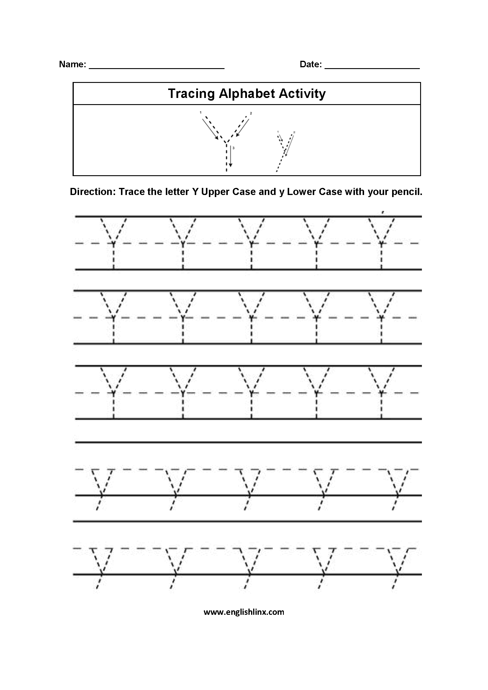 Letter Y Tracing Alphabet Worksheets (With Images inside Letter Tracing Y
