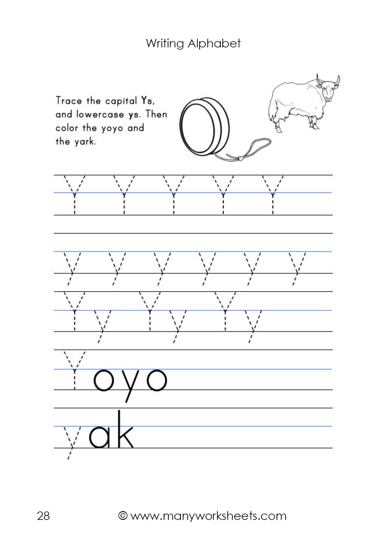Letter Y Worksheet – Tracing And Handwriting for Alphabet Tracing Letter Y
