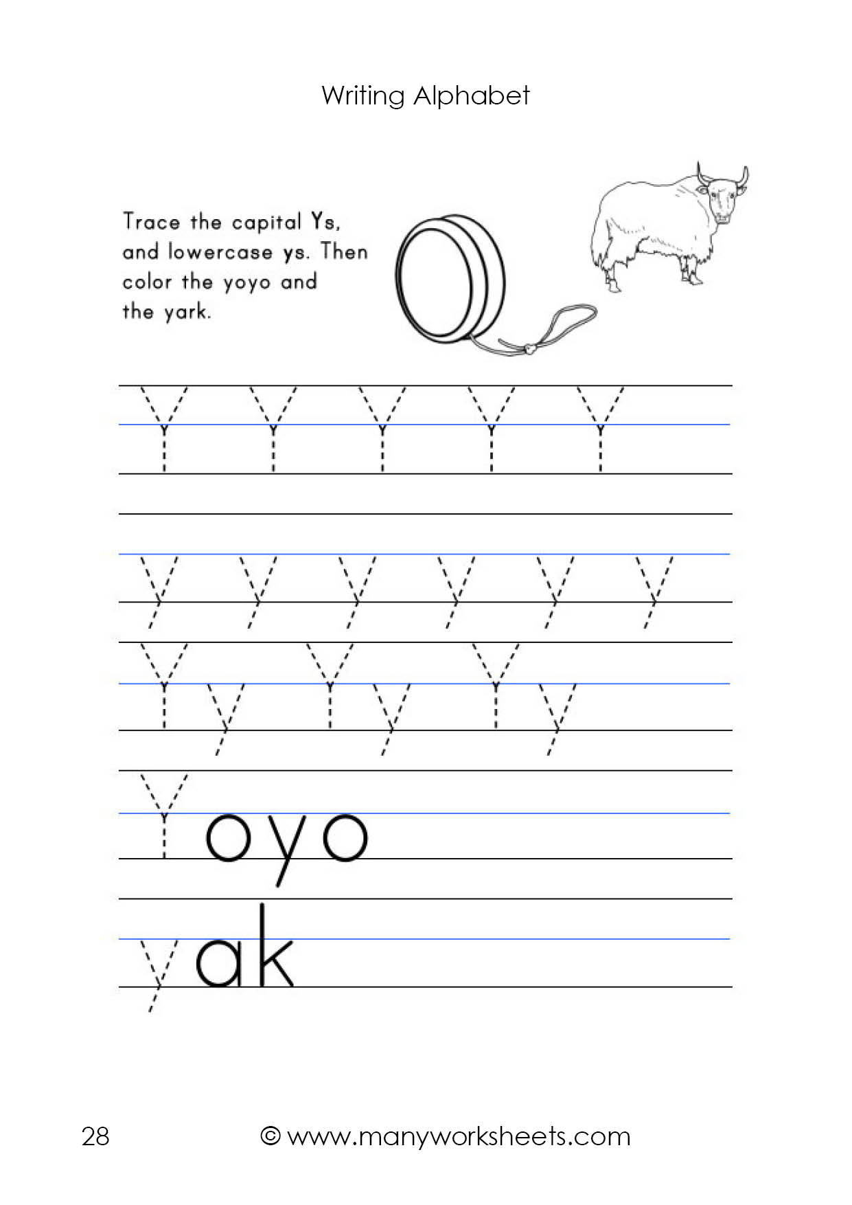 Letter Y Worksheet – Tracing And Handwriting regarding Alphabet Tracing Lowercase Letters