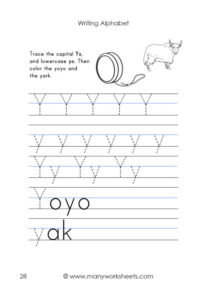 Letter Y Worksheet – Tracing And Handwriting Within Alphabet Tracing For 4 Year Old