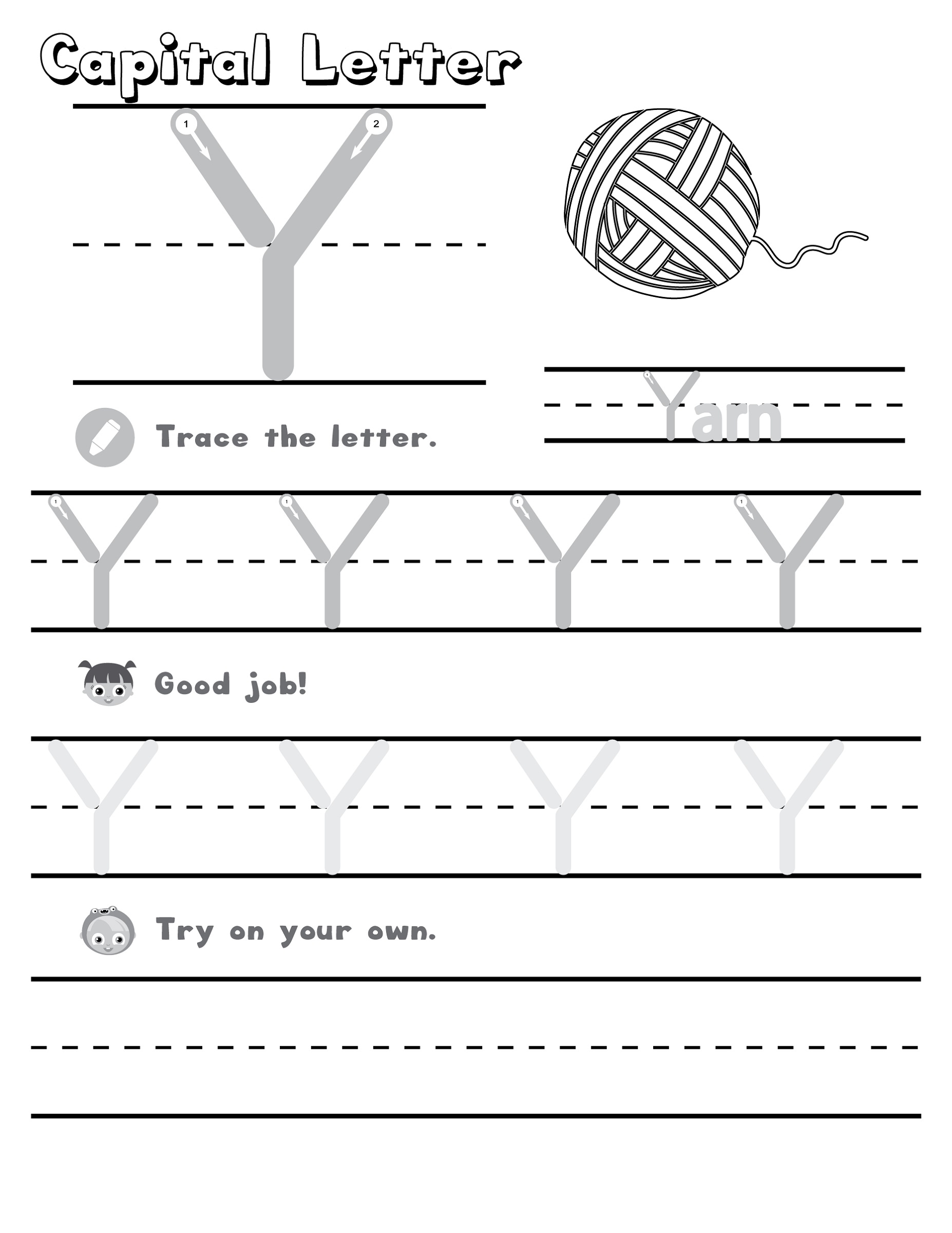 Letter Y Worksheets | Printable Worksheets And Activities for Letter Y Tracing Worksheets Preschool