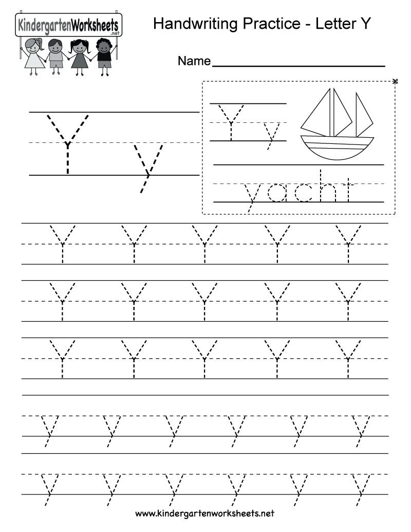 Letter Y Writing Practice Worksheet - Free Kindergarten in Alphabet Tracing Letter Y