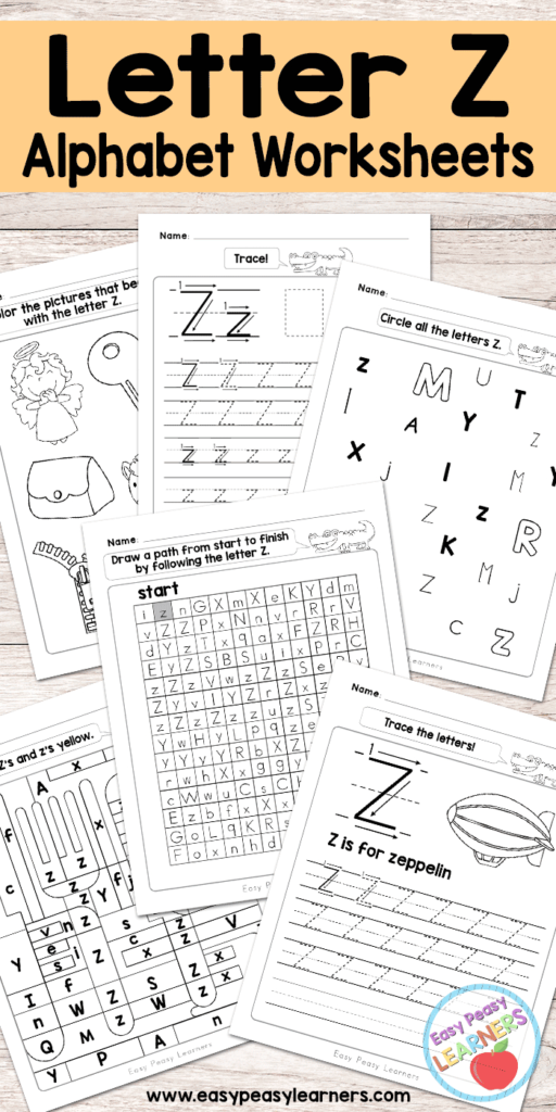 Letter Z Worksheets   Alphabet Series   Easy Peasy Learners Inside Letter Z Worksheets Printable