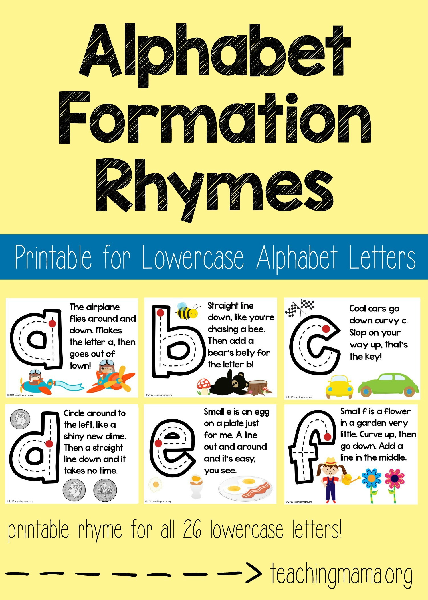 Lowercase Alphabet Formation Rhymes for Alphabet Tracing Rhymes