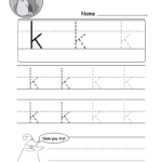 Lowercase Letter "k" Tracing Worksheet | Tracing Worksheets Inside Letter Tracing K