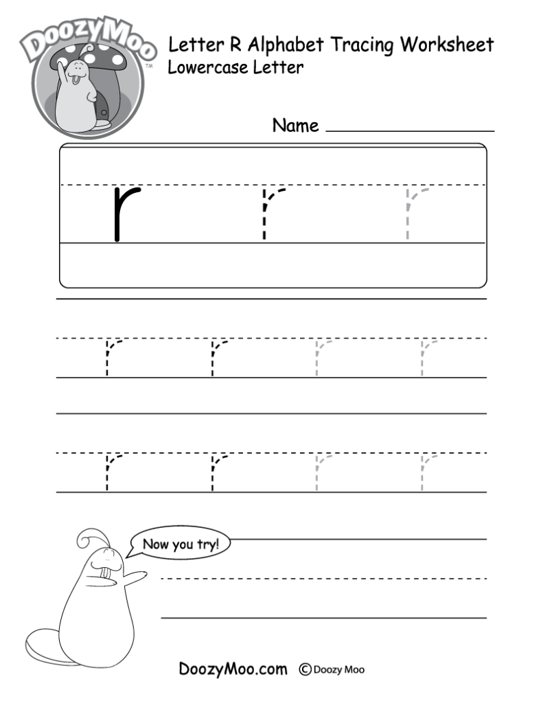 Lowercase Letter "r" Tracing Worksheet   Doozy Moo For Letter R Worksheets For Kindergarten