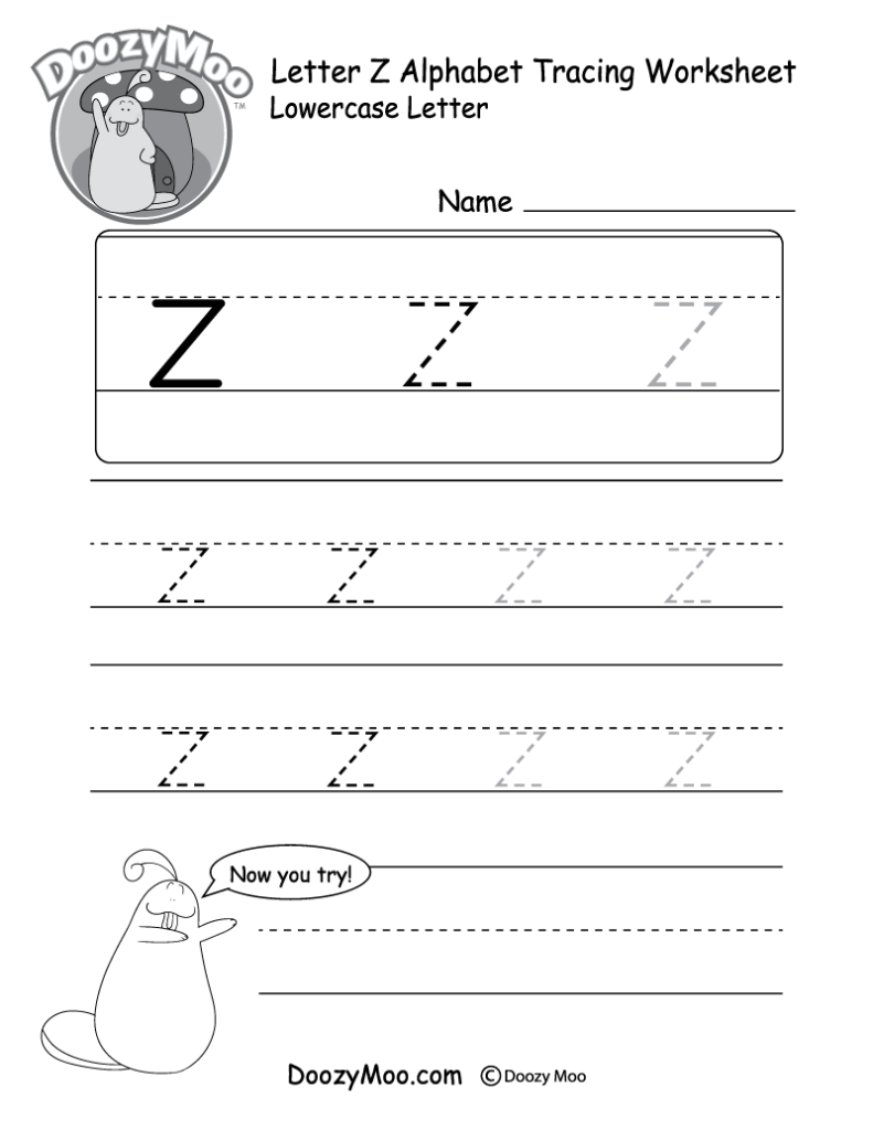 Lowercase Letter "z" Tracing Worksheet   Doozy Moo Pertaining To Letter Tracing Z