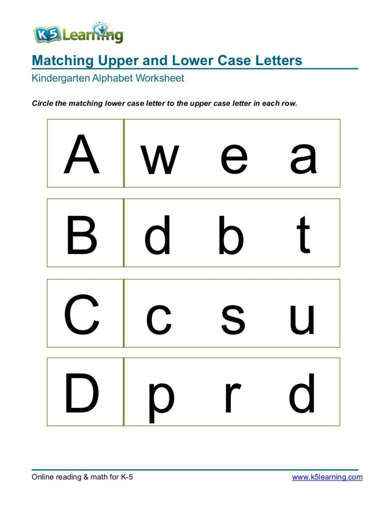 Matching Upper And Lower Case Letters Kindergarten Alphabet In Letter Tracing Online
