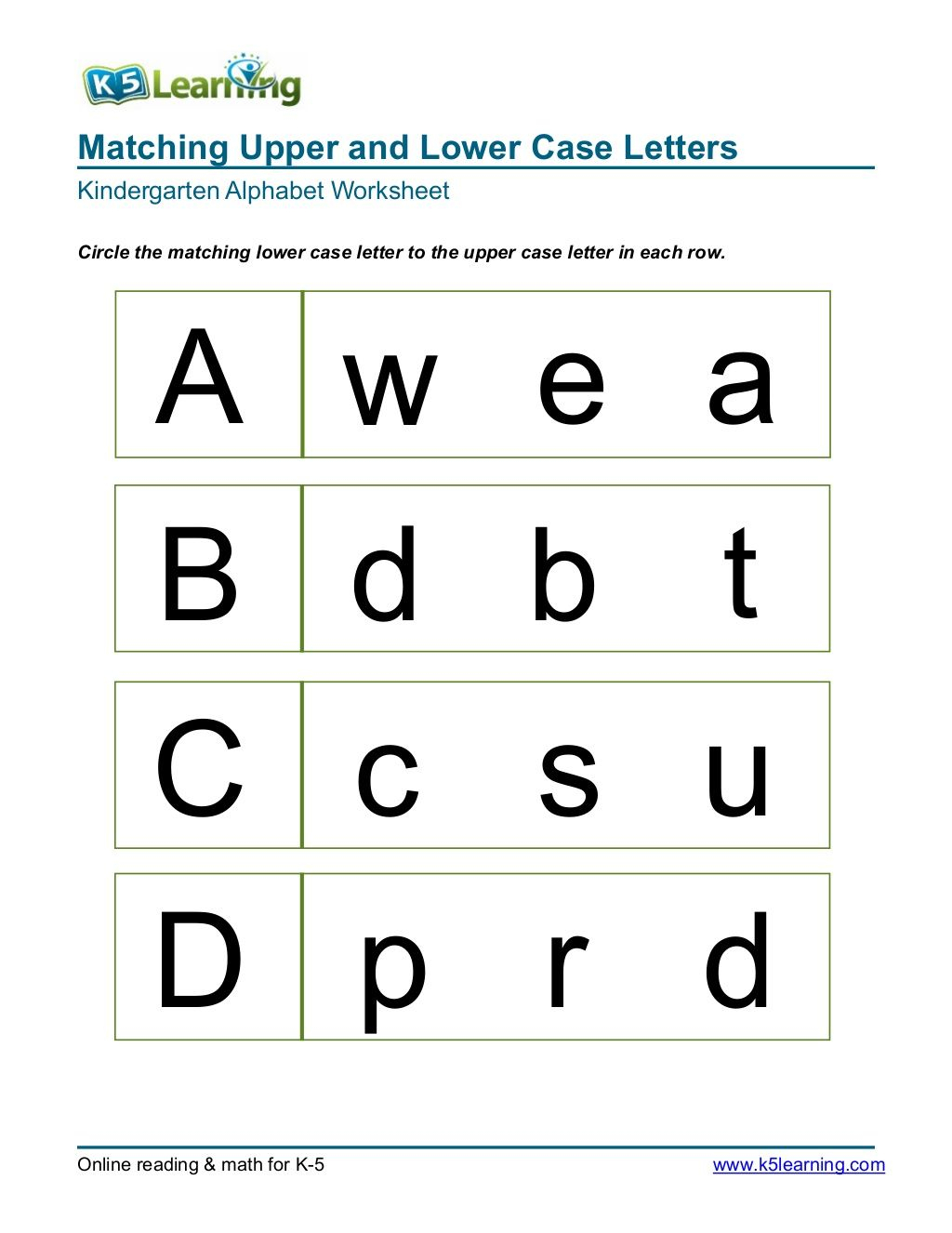 Matching Upper And Lower Case Letters Kindergarten Alphabet with regard to Abc Tracing Online