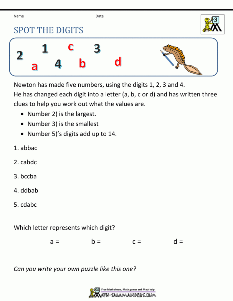 Math Logic Problems Inside Letter Logic Worksheets Answers