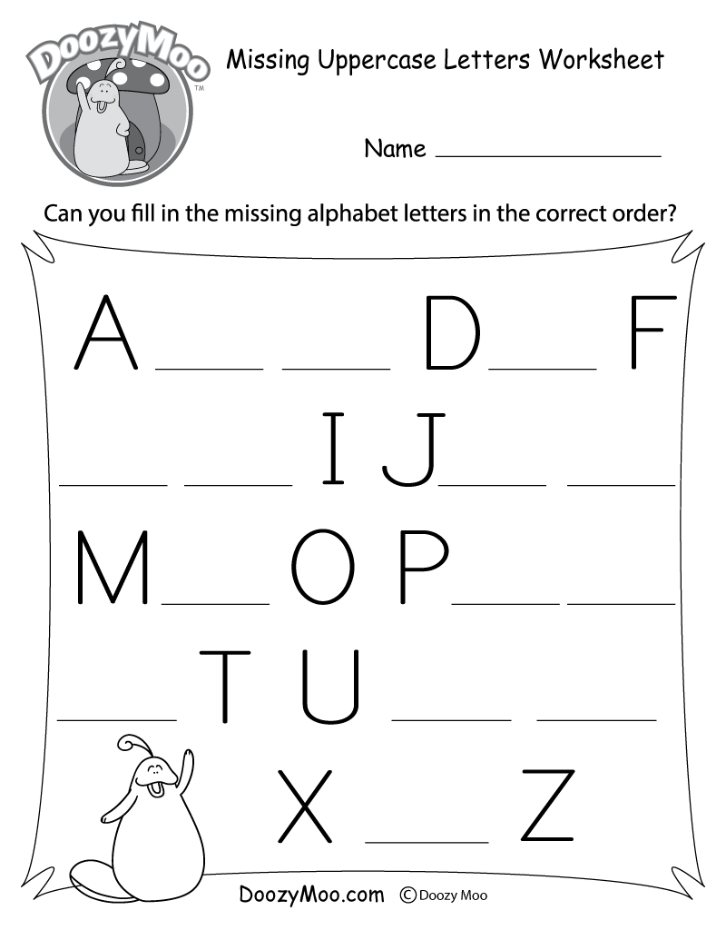 Missing Letter Worksheets (Free Printables) - Doozy Moo in Alphabet Worksheets For Grade 1 Pdf
