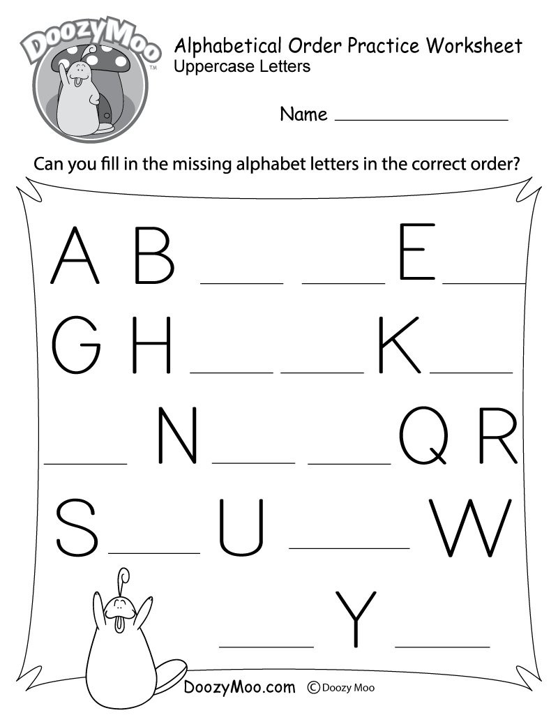 Missing Letter Worksheets (Free Printables) - Doozy Moo with regard to Alphabet Exercise Worksheets