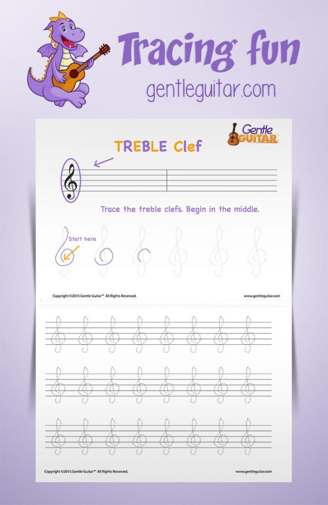 Music Written Activity For Kids Tracing The Treble Clef Pertaining To Benefits Of Name Tracing