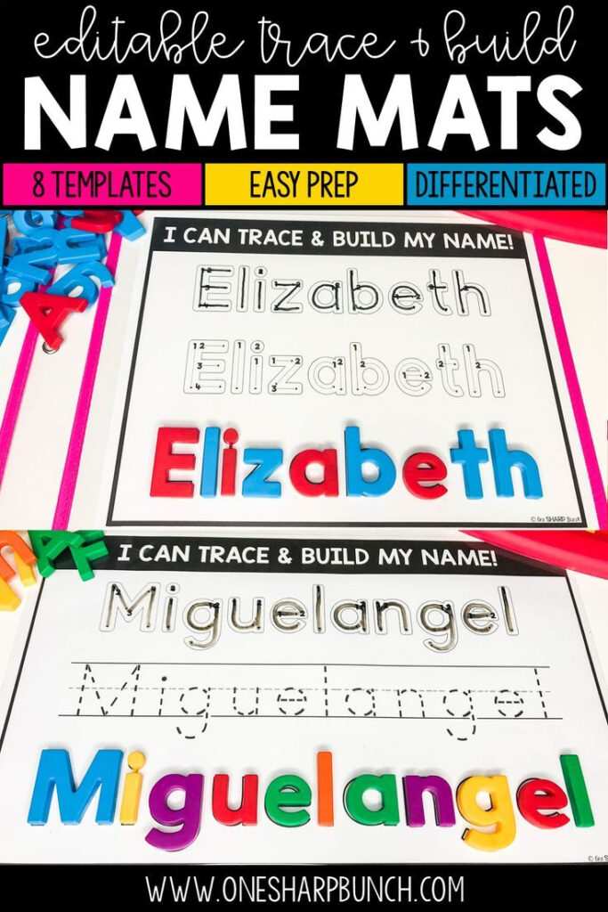 Name Practice Trace & Build Mats Editable | Name Practice In Name Tracing Mats