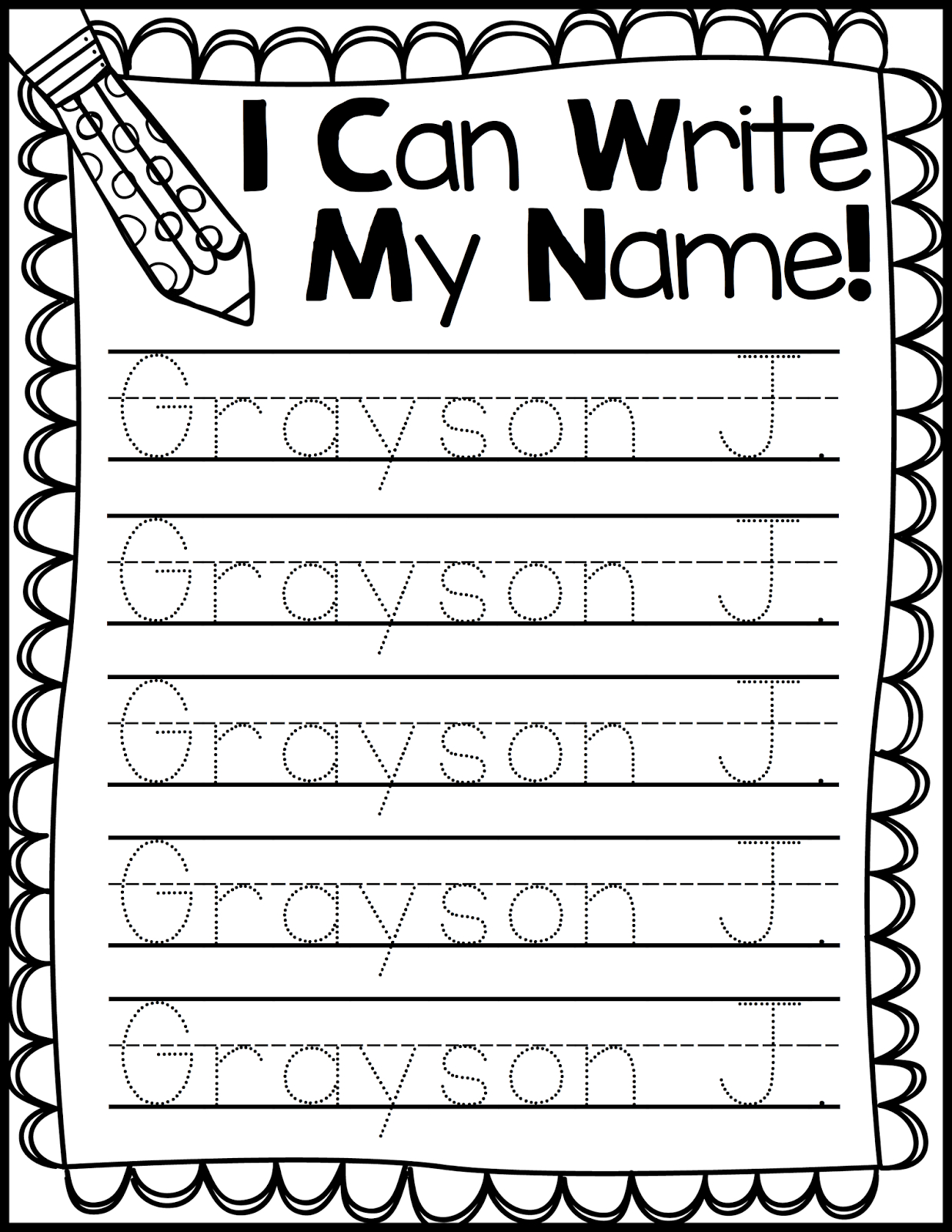 Editable Name Tracing Preschool