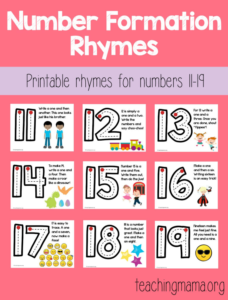 Number Formation Rhymes For 11 19 In Alphabet Tracing Rhymes