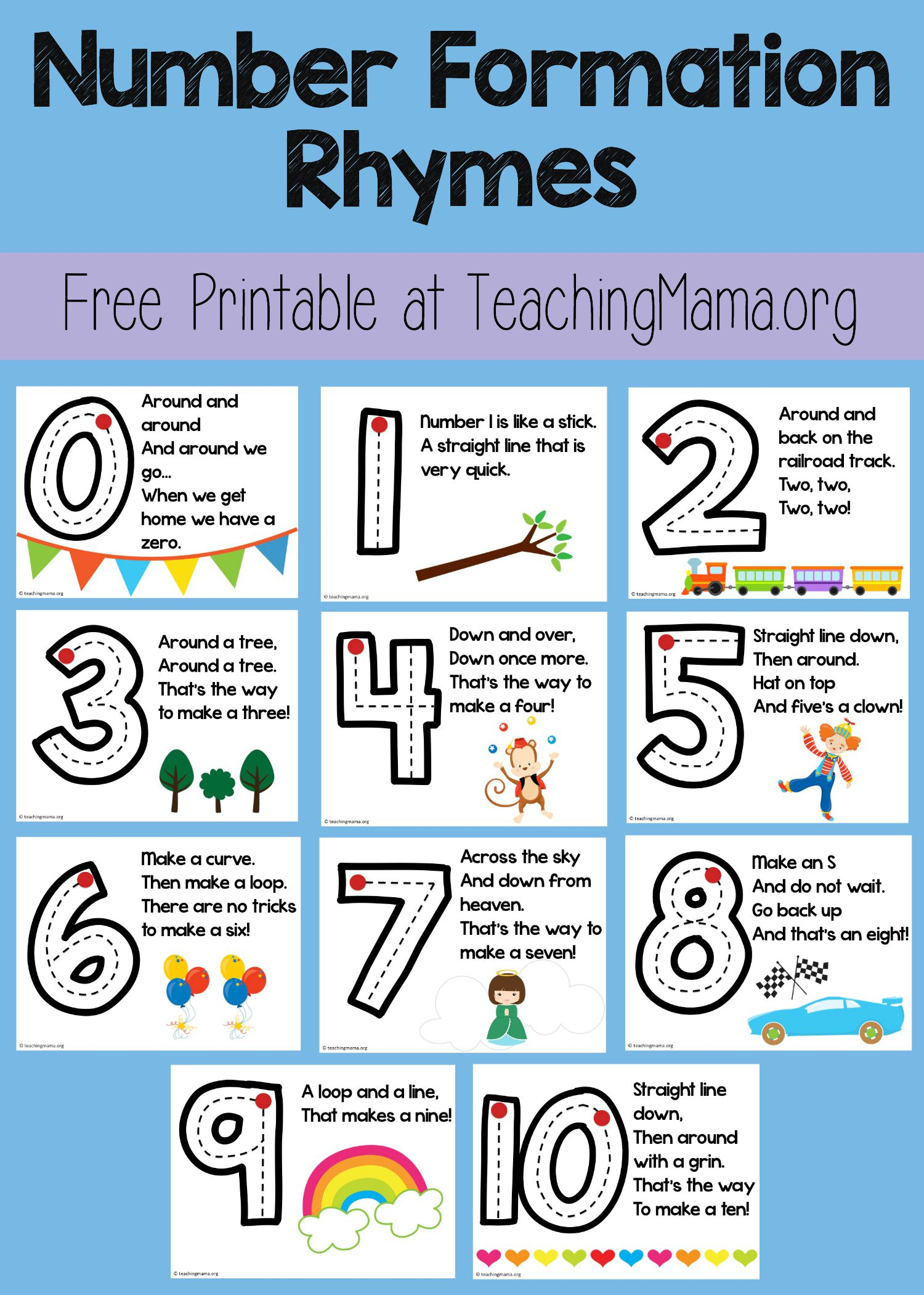 Number Formation Rhymes - Teaching Mama intended for Alphabet Tracing Rhymes