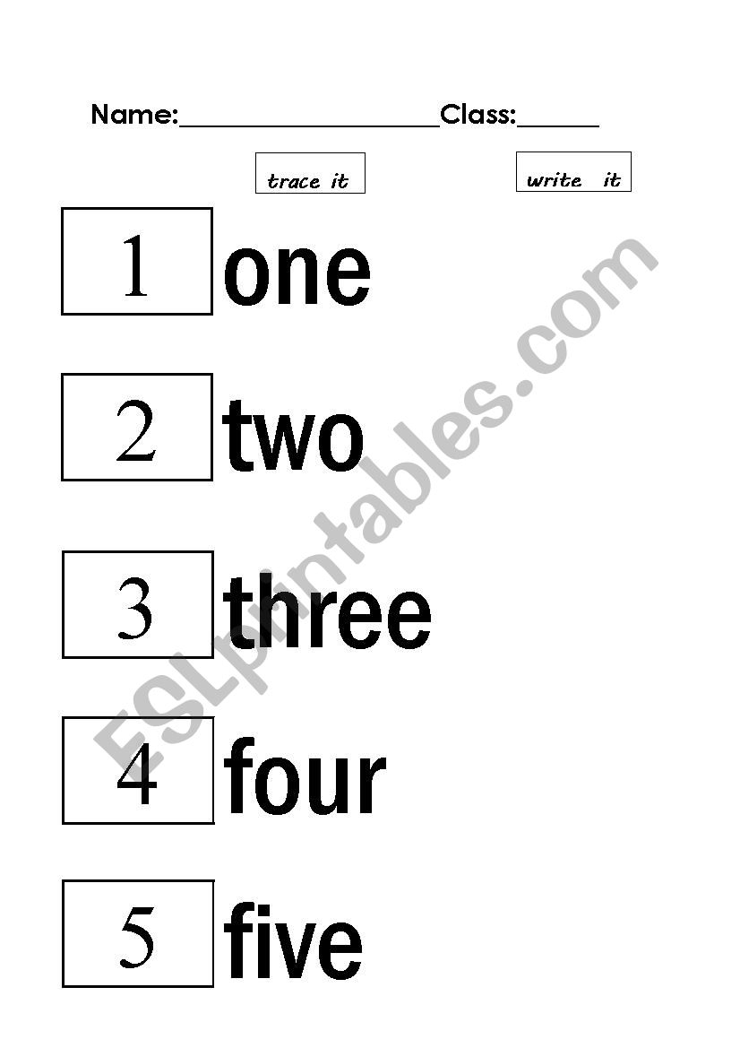 Number Name Tracing 1-5 - Esl Worksheetjae011 within Name Tracing Guide