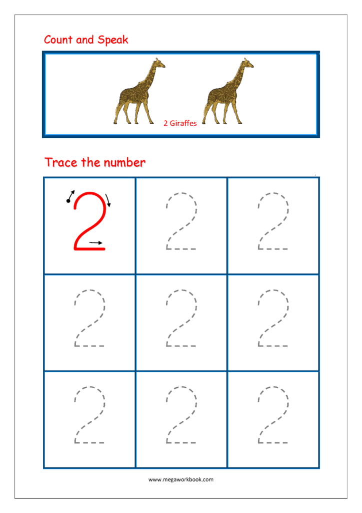 Number Tracing   Tracing Numbers   Number Tracing Worksheets With Letter 2 Tracing