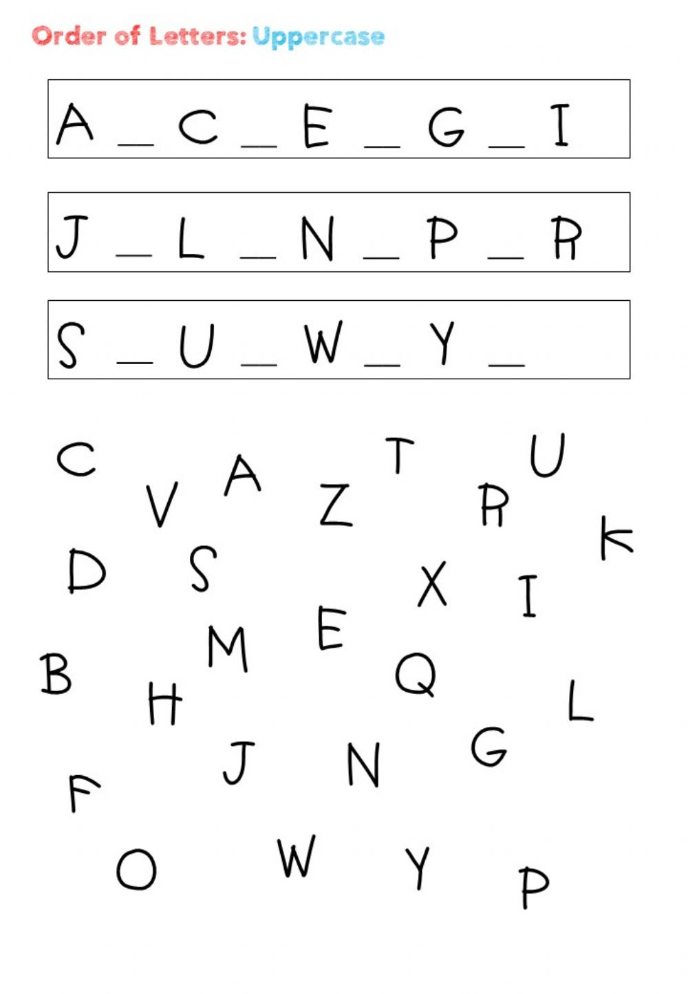 Order Of The Letter: Uppercase - Interactive Worksheet intended for Letter Order Worksheets