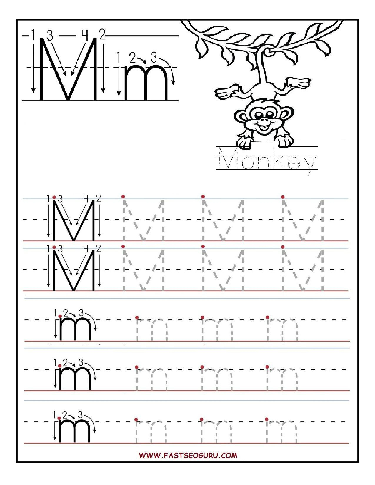 Pin On Kindergarten intended for Letter M Tracing Sheets