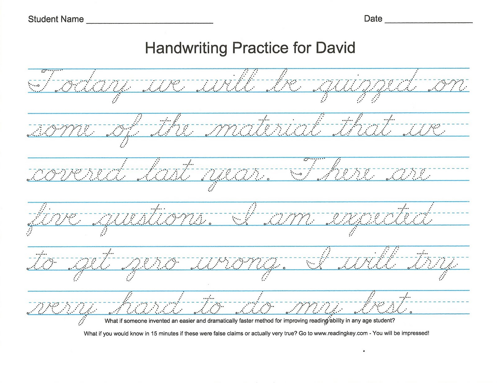 Practice Handwriting Alphabet Worksheet regarding Tracing Name David