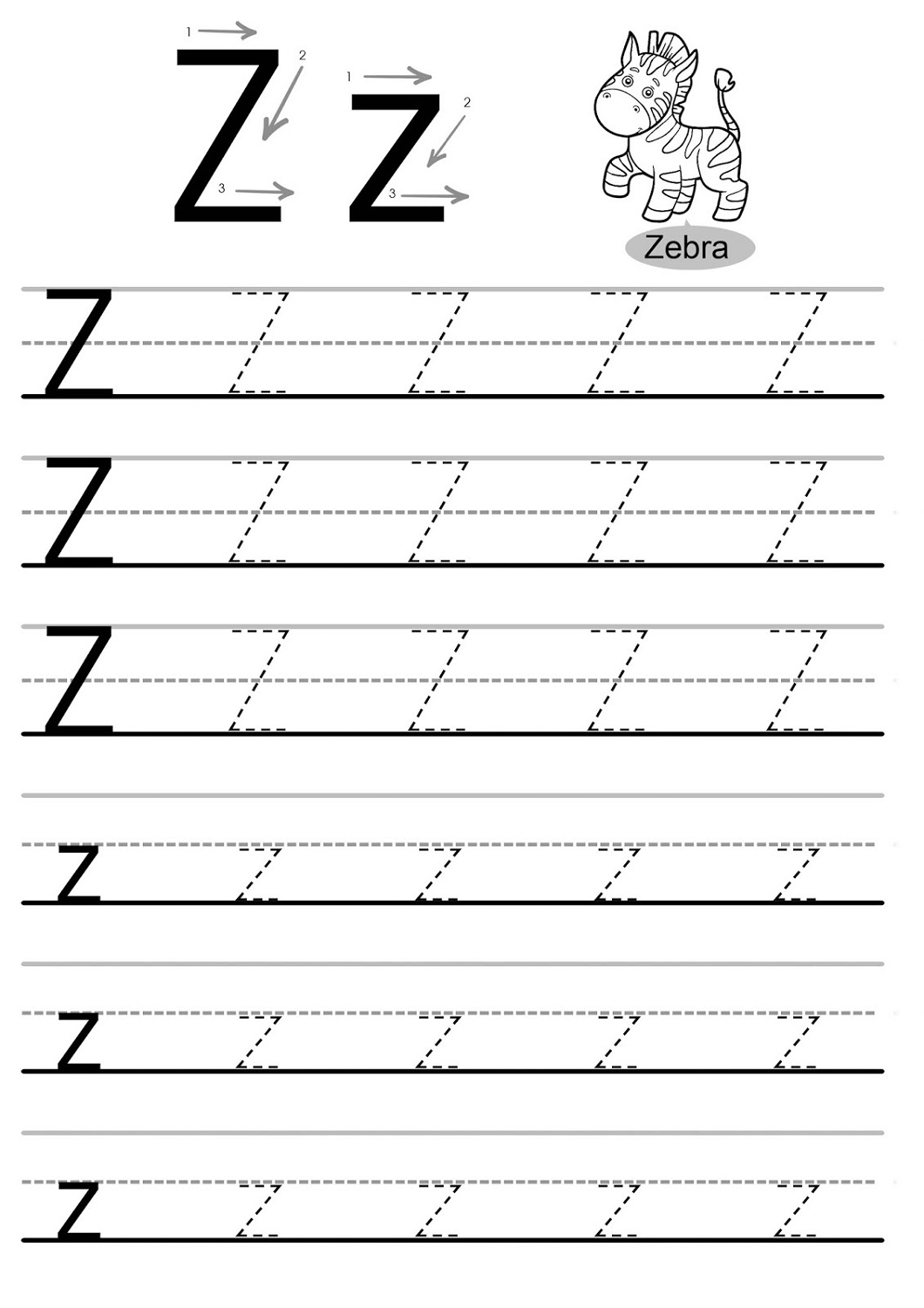 Preschool Worksheet Letter Z - Clover Hatunisi in Letter Z Worksheets Printable