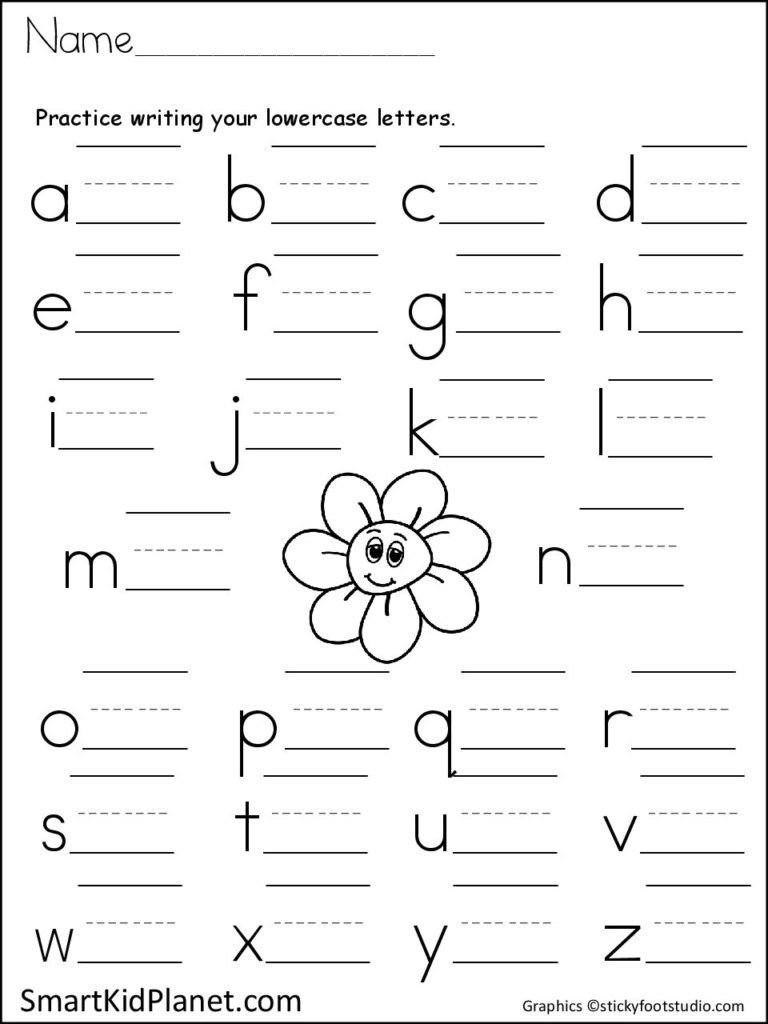 Print Practice Lowercase Letters (Spring Flower | Printing throughout Alphabet Practice Worksheets For Kindergarten