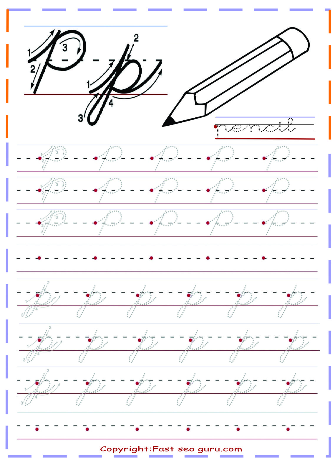 Printable Cursive Handwriting Tracing Worksheets Letter P for Letter P Tracing Paper