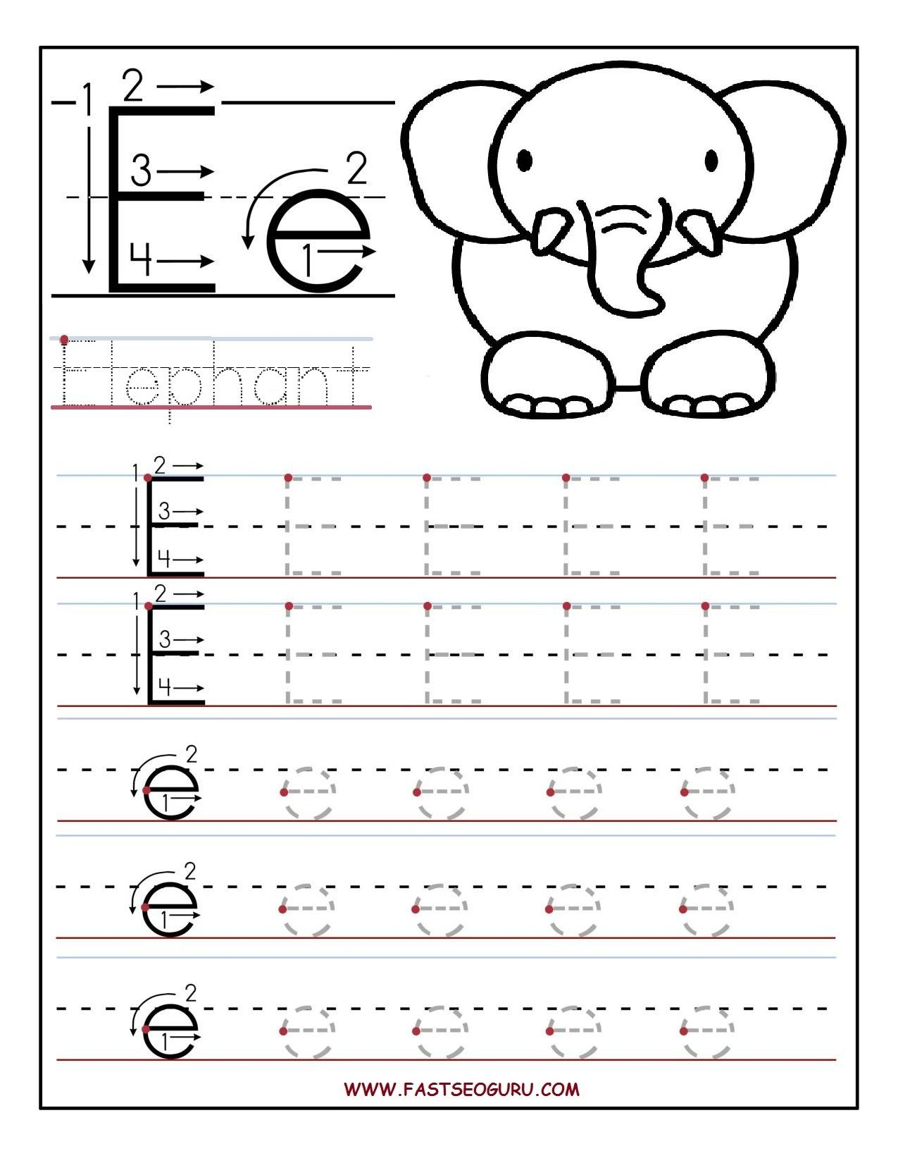 Letter E Worksheets Tracing AlphabetWorksheetsFree