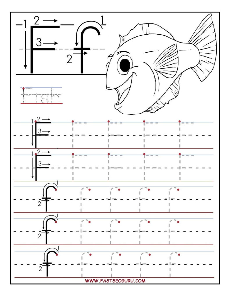 Printable Letter F Tracing Worksheets For Preschool Inside Alphabet Tracing Online