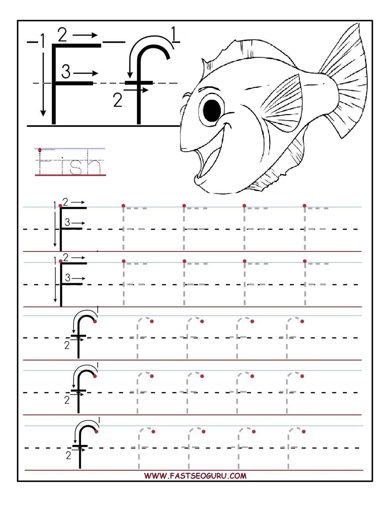 Printable Letter F Tracing Worksheets For Preschool within Letter F Worksheets For Pre K