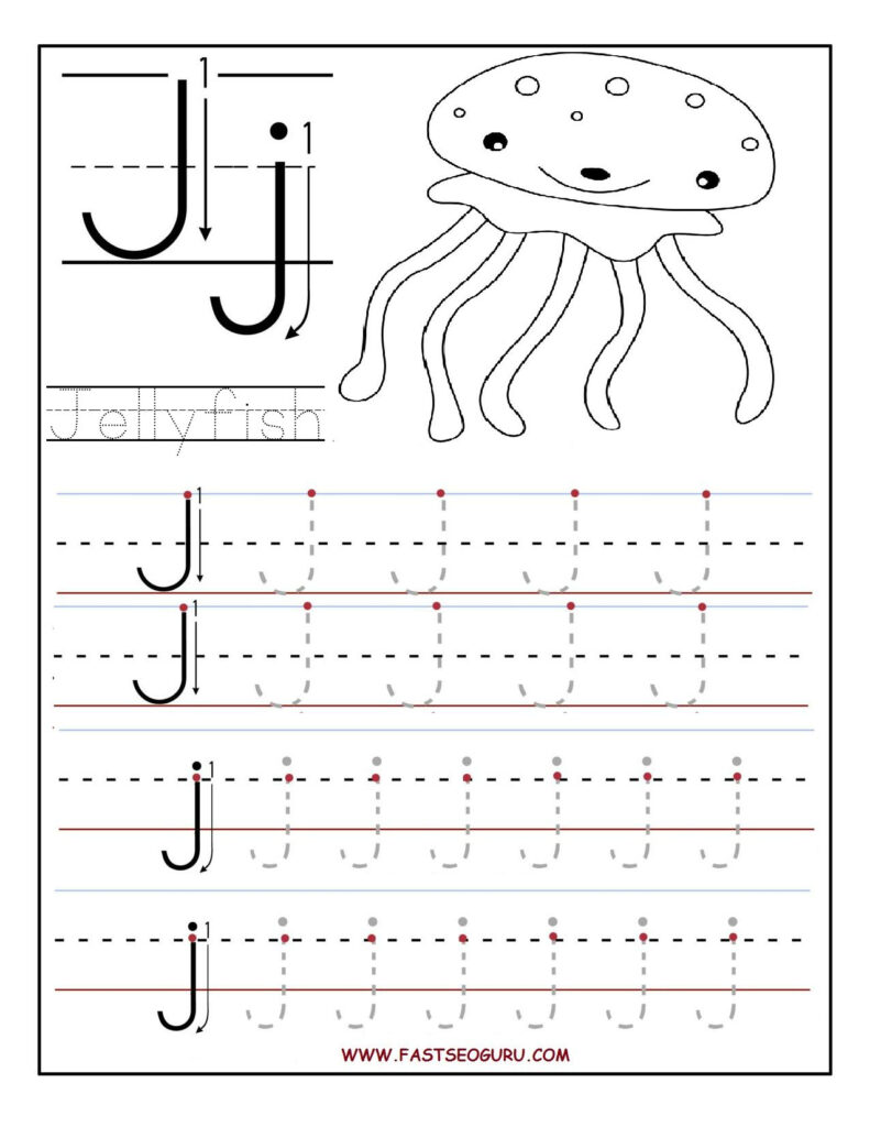 Printable Letter J Tracing Worksheets For Preschool Inside Letter J Alphabet Worksheets
