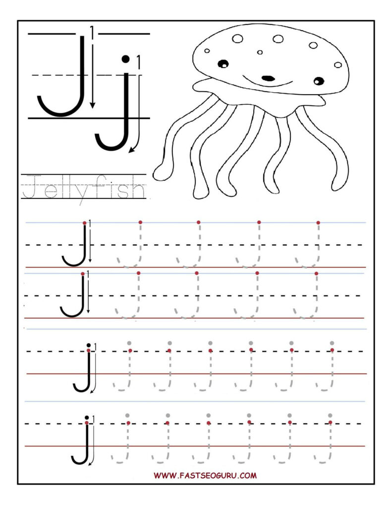 Printable Letter J Tracing Worksheets For Preschool Pertaining To Letter J Tracing Page