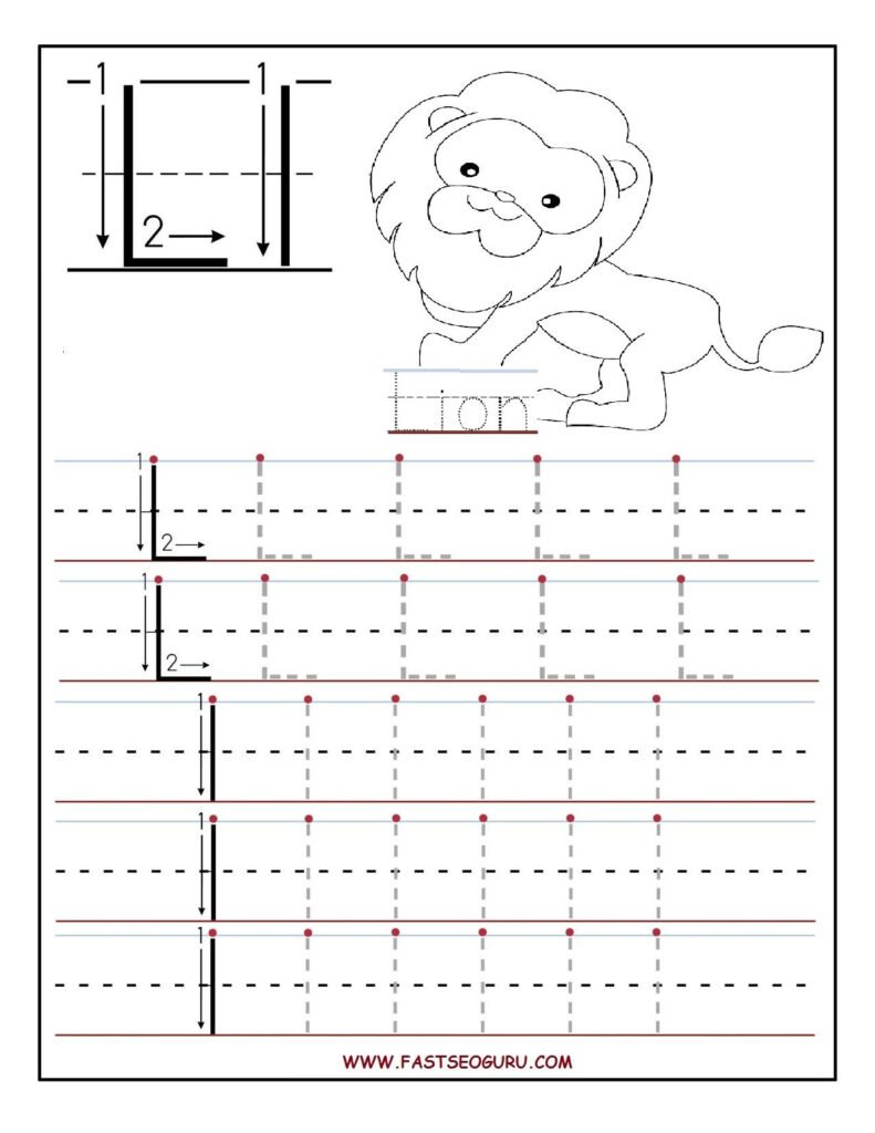 Printable Letter L Tracing Worksheets For Preschool Throughout L Letter Tracing