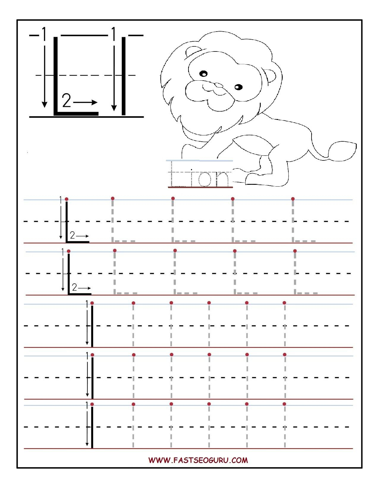 Printable Letter L Tracing Worksheets For Preschool with regard to Alphabet L Worksheets