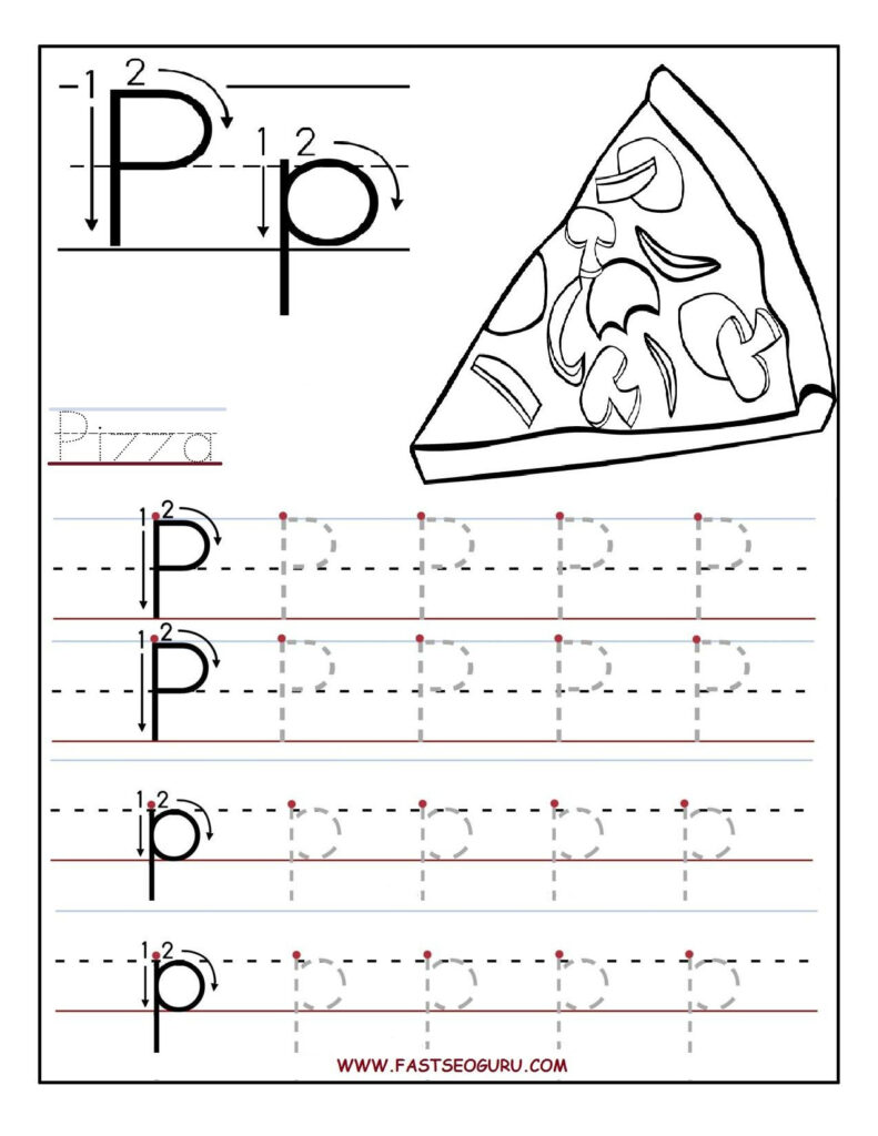 Printable Letter P Tracing Worksheets For Preschool For Letter P Tracing Page