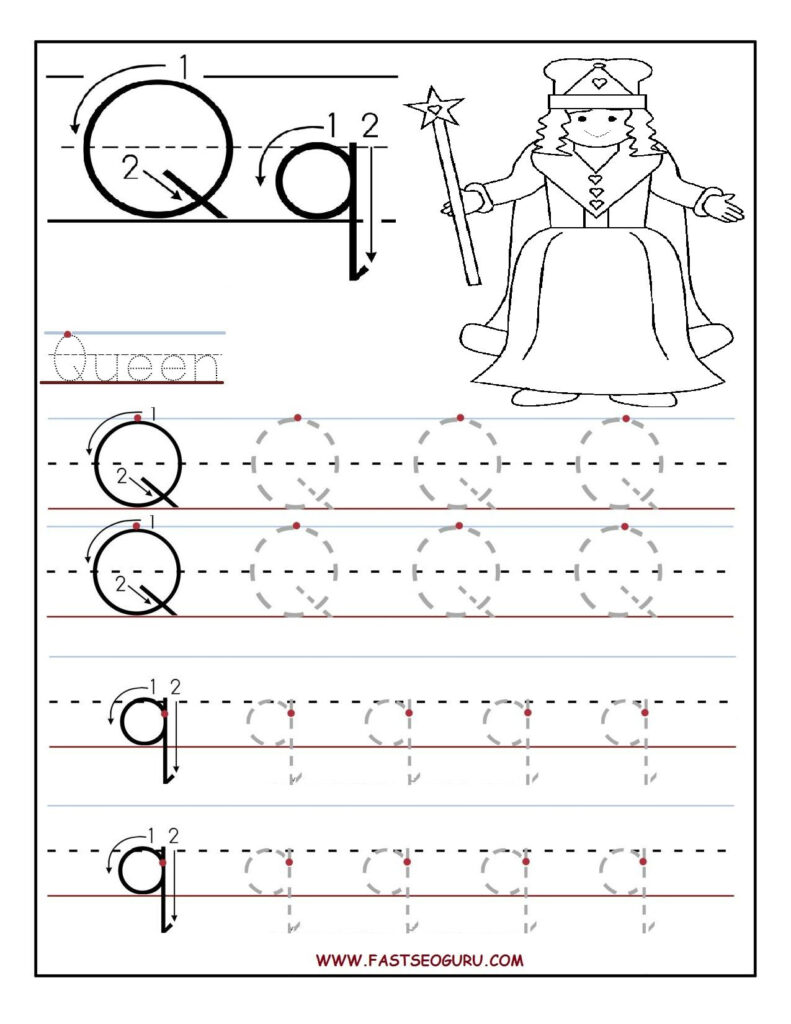 Printable Letter Q Tracing Worksheets For Preschool Throughout Letter O Tracing Page