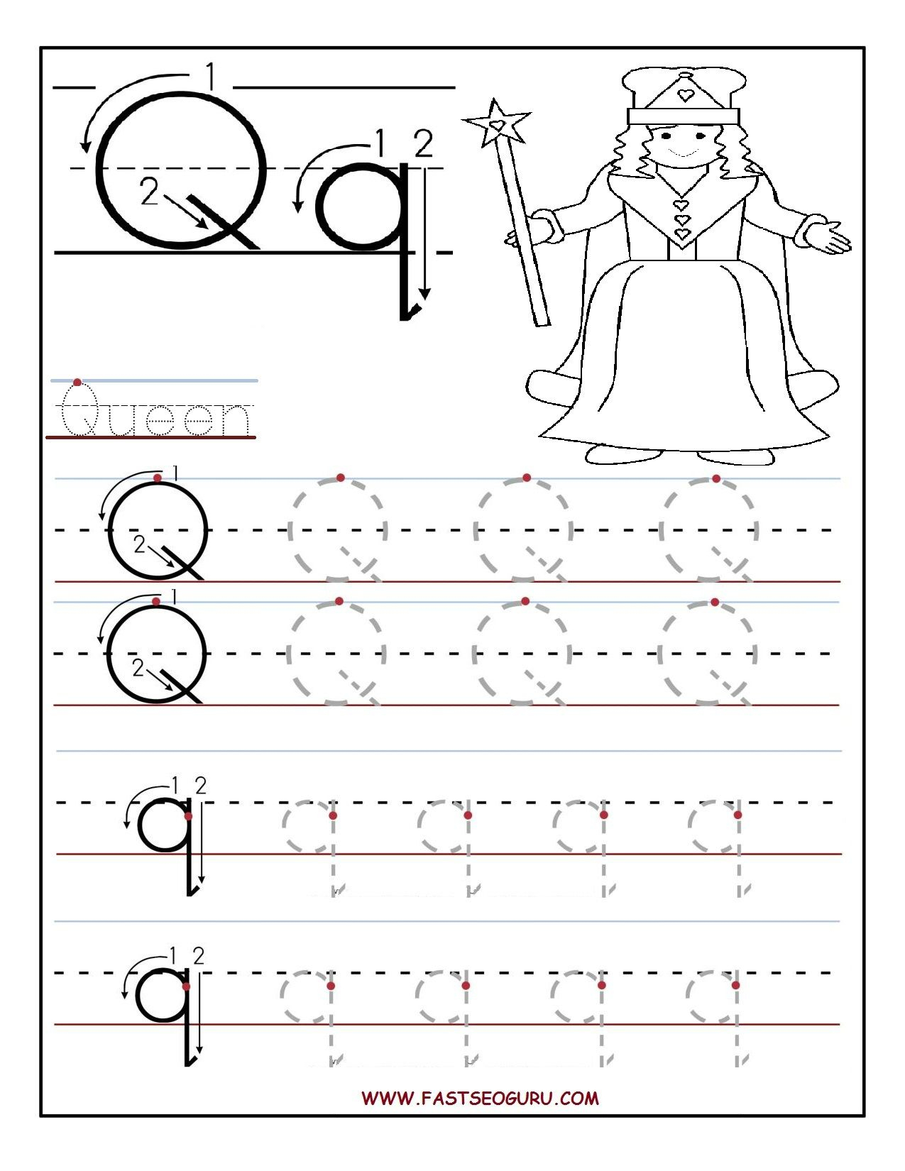 Printable Letter Q Tracing Worksheets For Preschool throughout Letter O Tracing Page