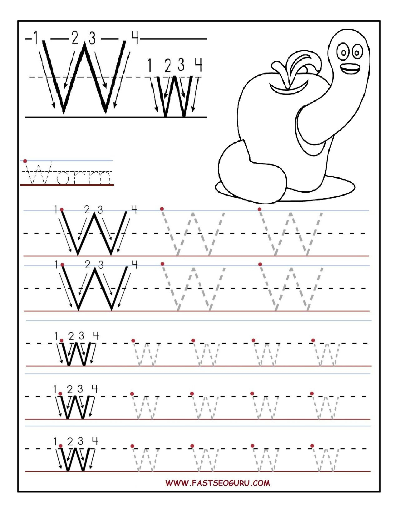 Printable Letter W Tracing Worksheets For Preschool with regard to Letter W Tracing Printable