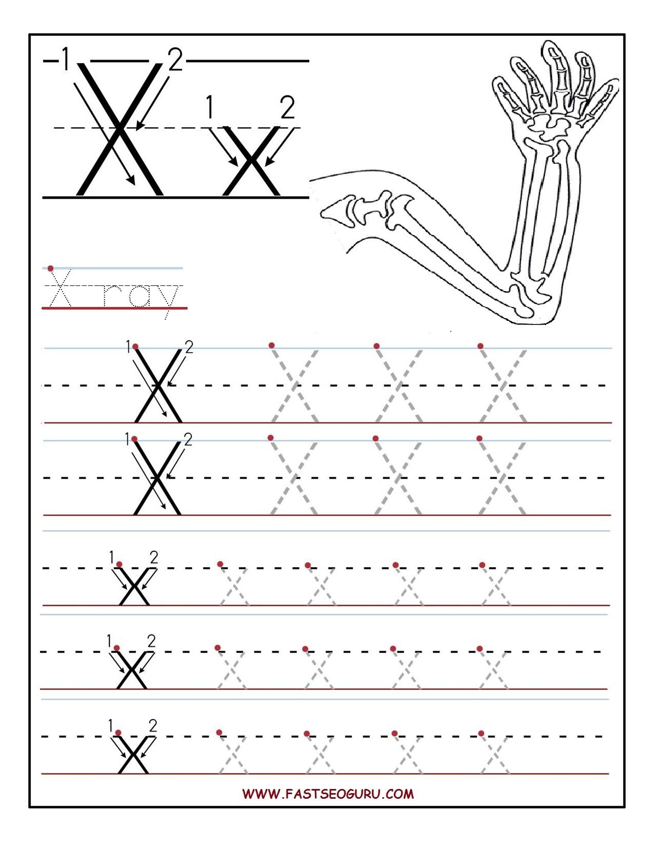 Printable Letter X Tracing Worksheets For Preschool with X Letter Tracing