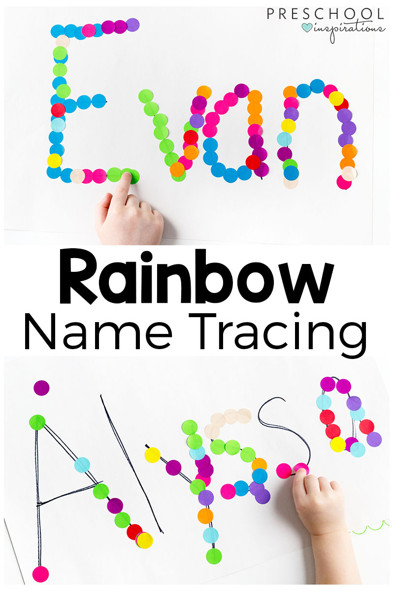 Rainbow Name Tracing Activity - Preschool Inspirations regarding Name Tracing Colored