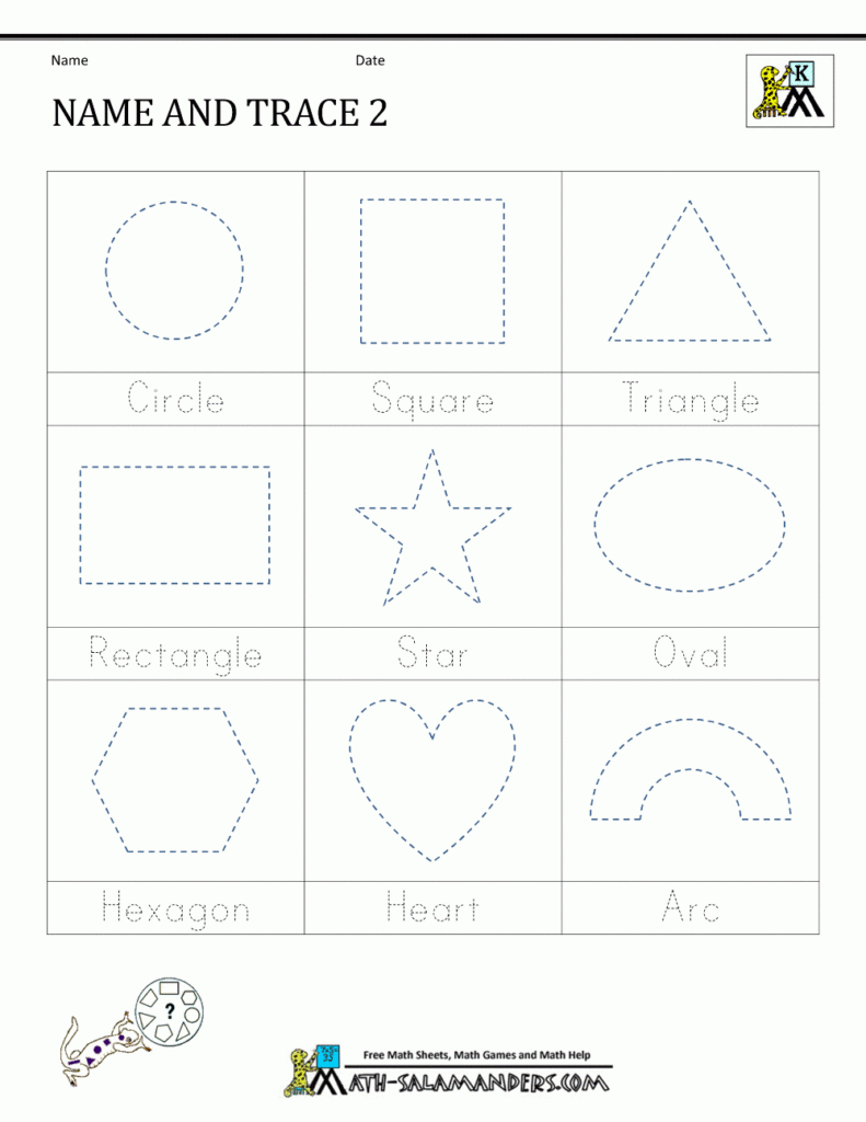 Shape Tracing Worksheets Kindergarten | Shape Tracing Inside Pre K Name Tracing Worksheets