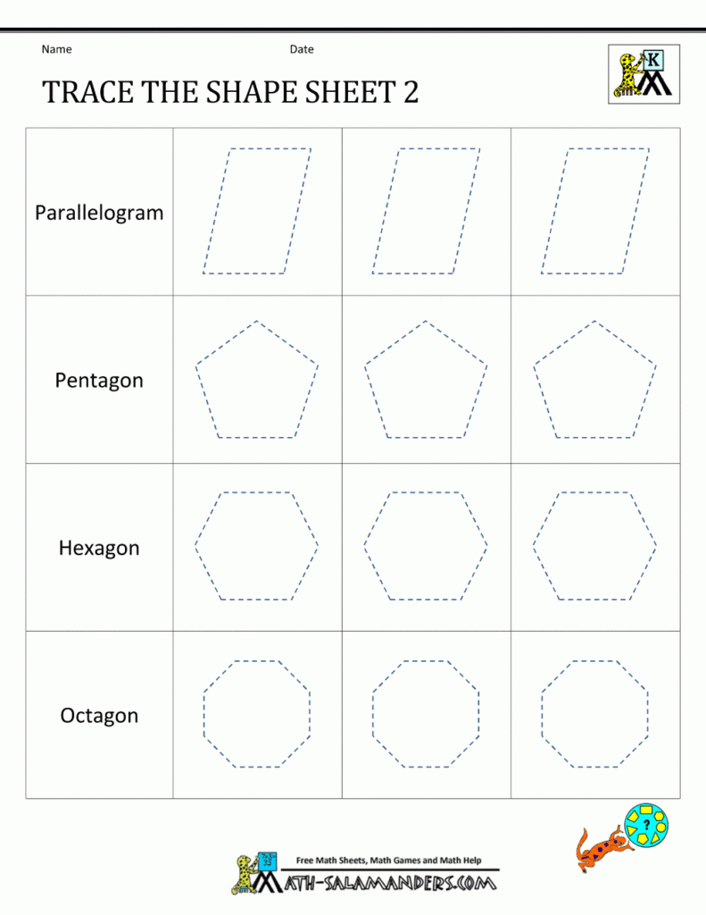 Shape Tracing Worksheets Kindergarten Within My Name Is Tracing Sheets