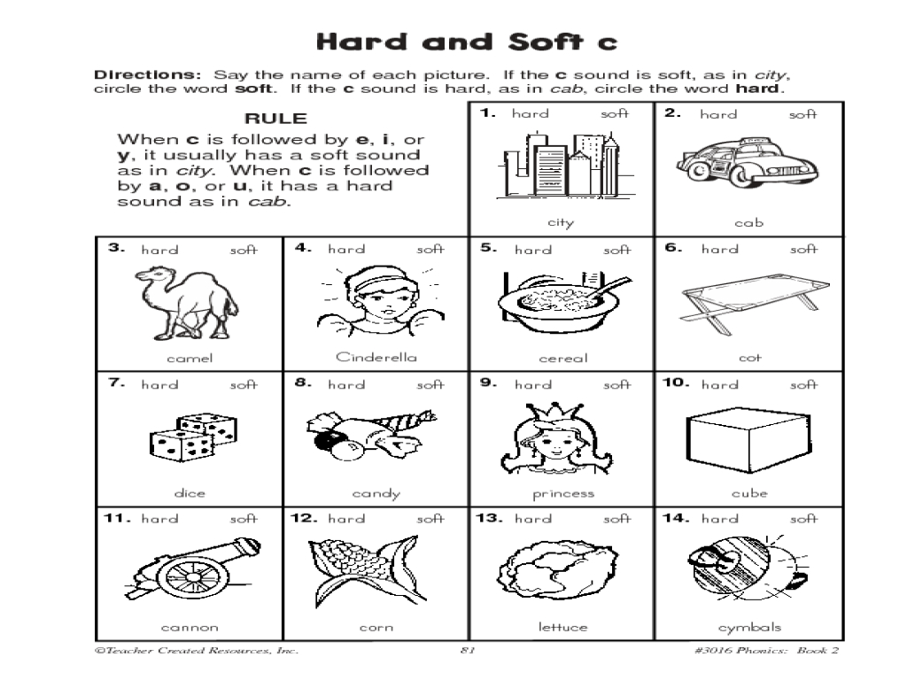 Short Vowels, Hard And Soft C Practice Worksheet | Lesson in Letter C Worksheets For Grade 1