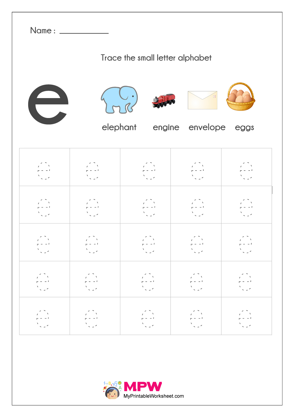 Small Letter Alphabets Tracing And Writing Worksheets Printable inside Alphabet E Tracing Worksheets