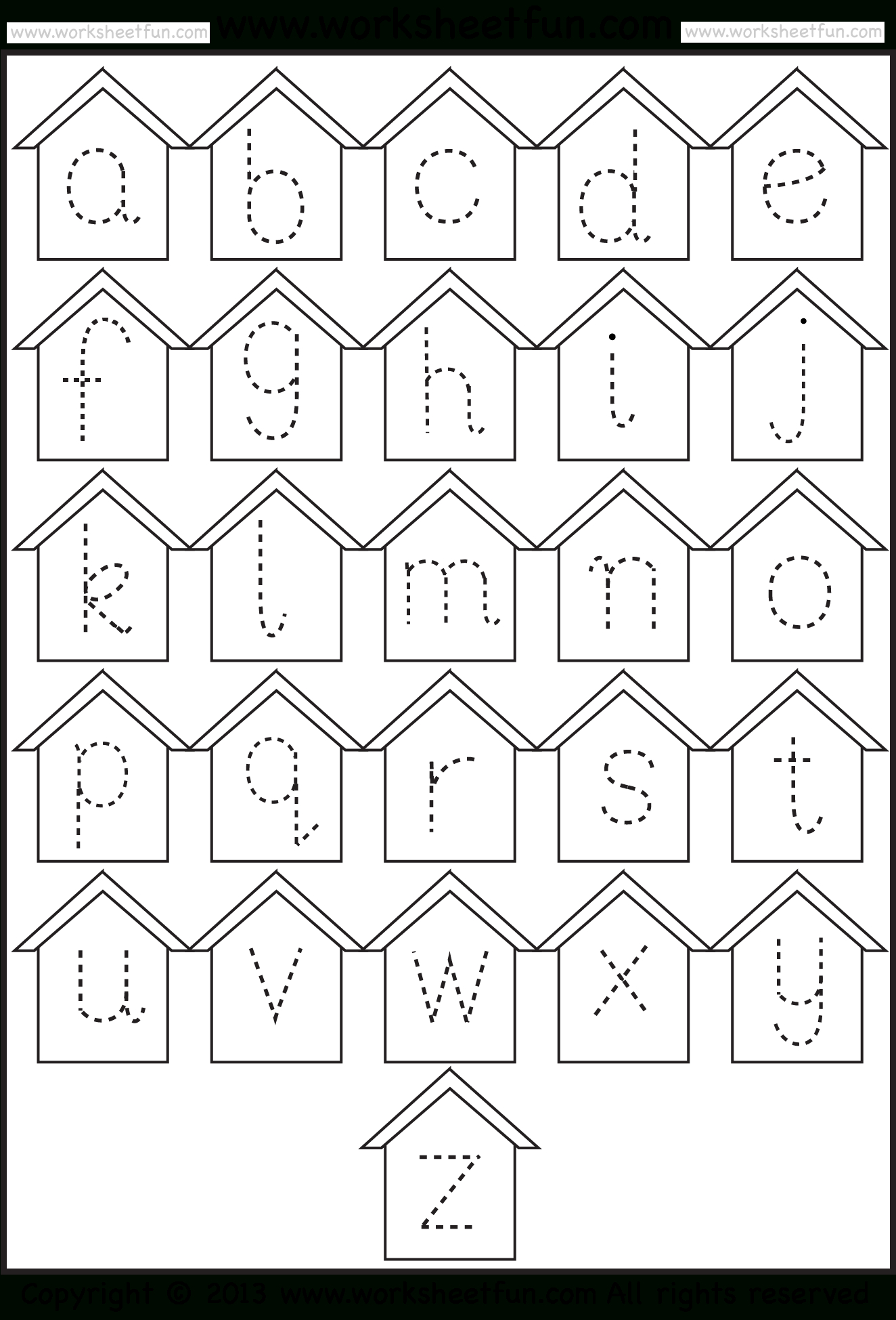 Small Letter Tracing – Lowercase – Worksheet – Birdhouse in Alphabet Tracing Lowercase Letters