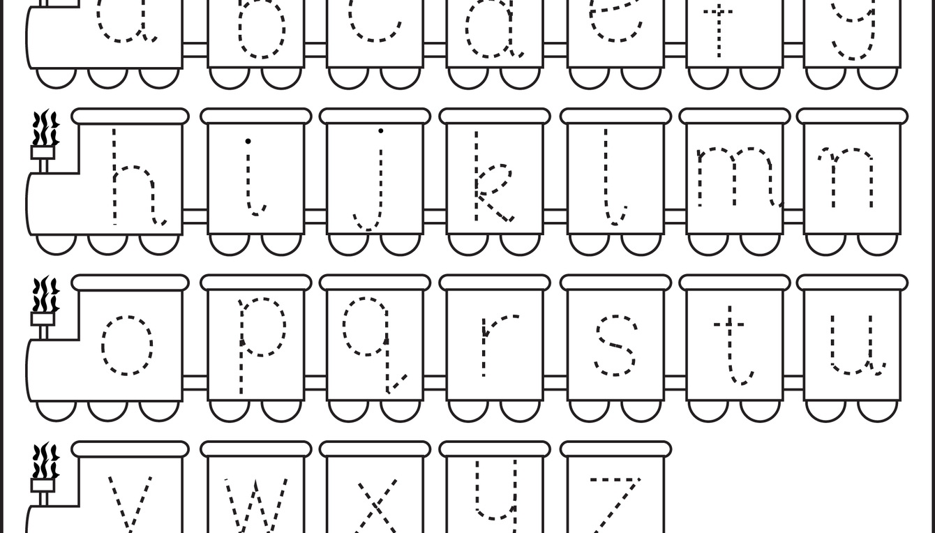 Small Letter Tracing - Lowercase - Worksheet - Train in Alphabet Tracing Train