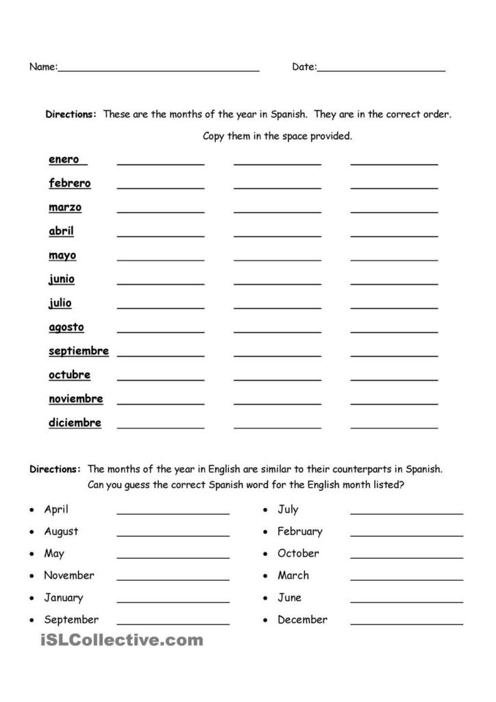 Spanish Months And Days Worksheets | Spanish Printables Throughout Alphabet Worksheets In Spanish