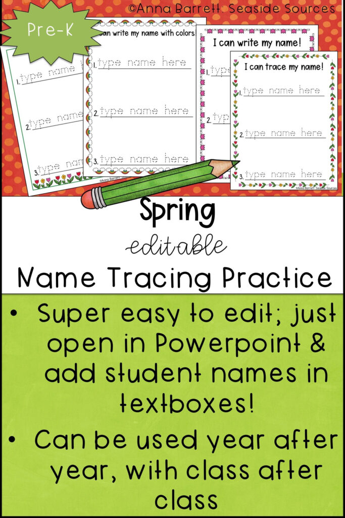 Spring Editable Name Tracing Practice | Name Tracing, Name Regarding Name Tracing Practice Editable